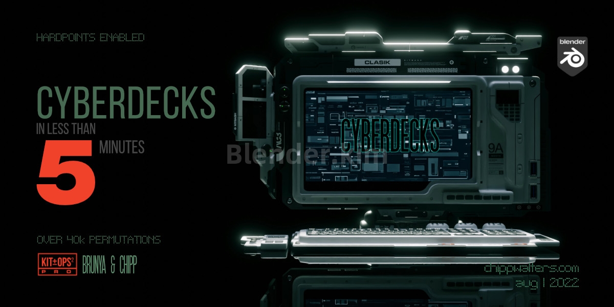 科幻工作站插件 KitOps Cyberdecks KPack – Blender插件-魔酷网